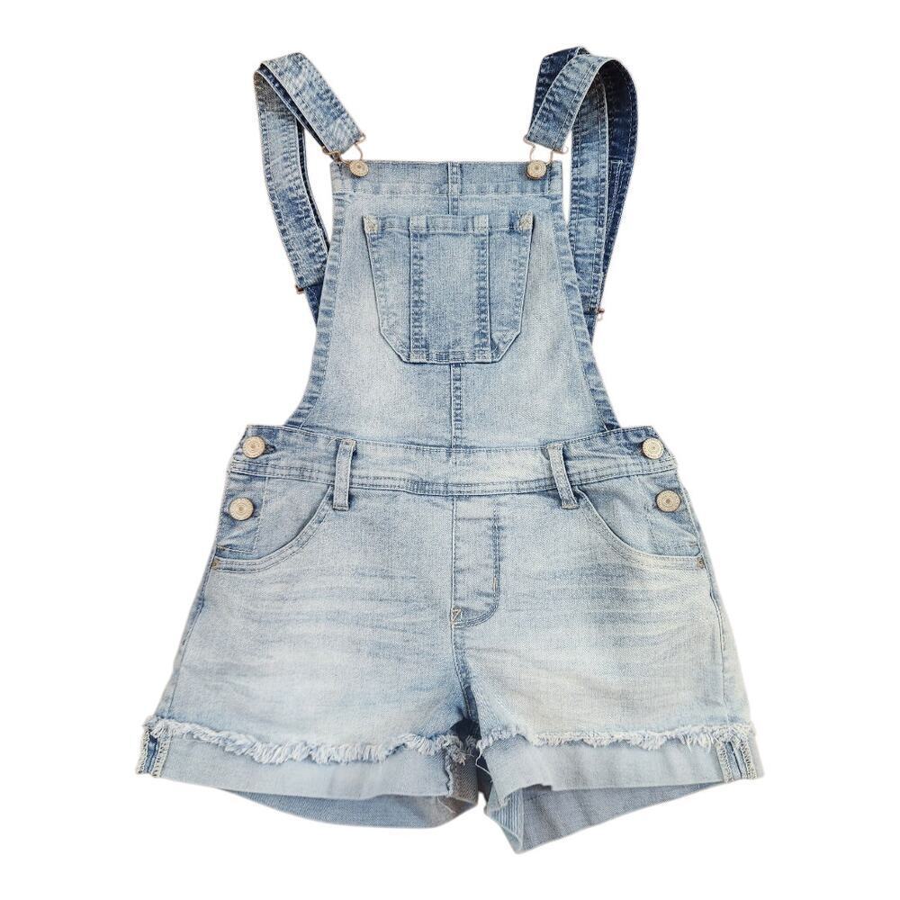 WallFlower Denim Shortalls Women XS Light Wash Frayed Hem WFN11849M